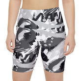 Brushstroke Women's High-Waisted Yoga Shorts, Gymwear, Fitness Apparel, Summer Style, Versatile Exercise Wear