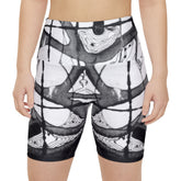 Black and White Ink Blot Women's High-Waisted Yoga Shorts, Gymwear, Fitness Apparel, Summer Style, Versatile Exercise Wear