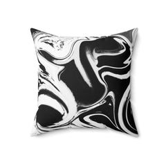 Marbel Spun Polyester Square Pillow, Black & White