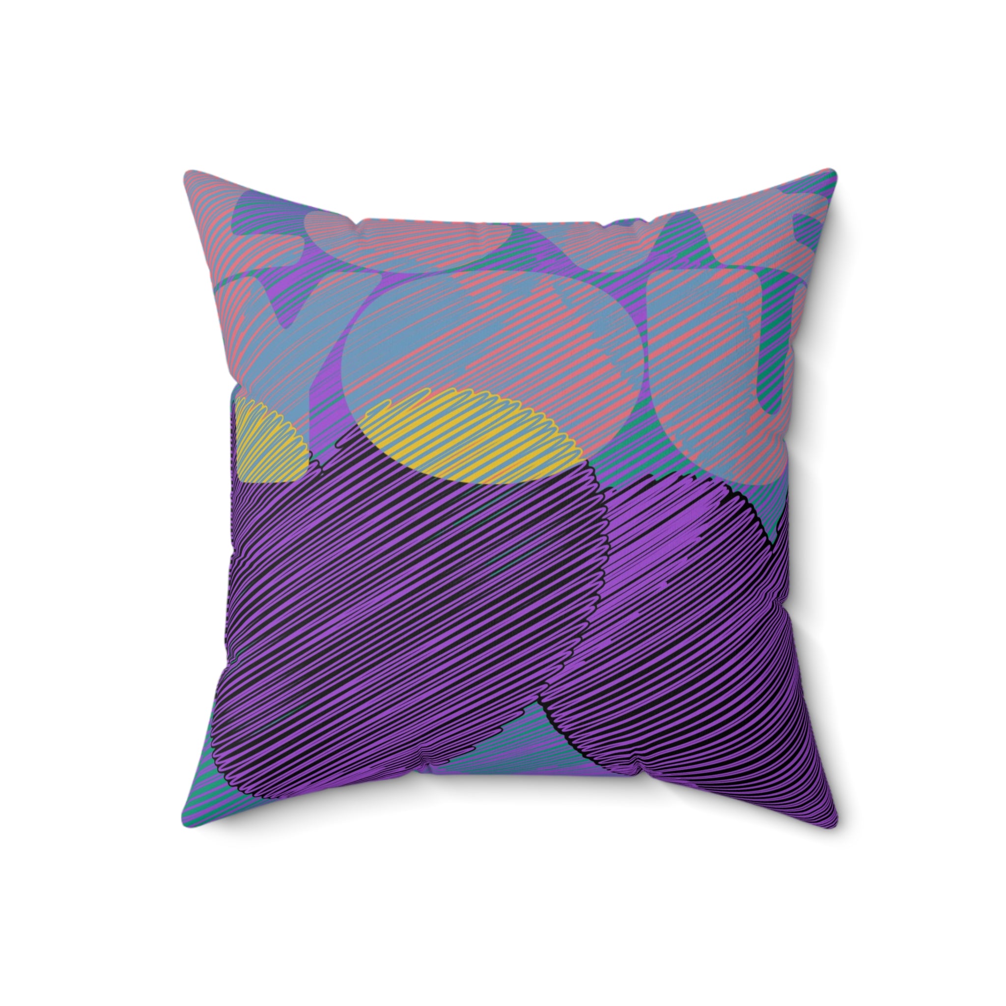 Love You Spun Polyester Square Pillow, Purple