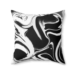 Marbel Spun Polyester Square Pillow, Black & White