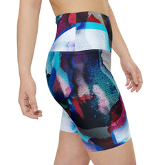 Colored Ink Blot Women's High-Waisted Yoga Shorts, Gymwear, Fitness Apparel, Summer Style, Versatile Exercise Wear