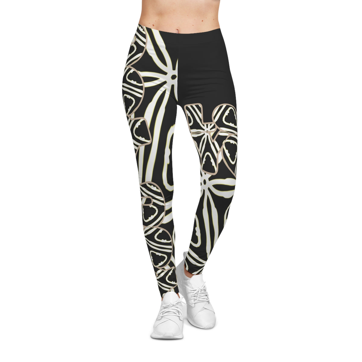 Love You Women's Casual Leggings, Black & White