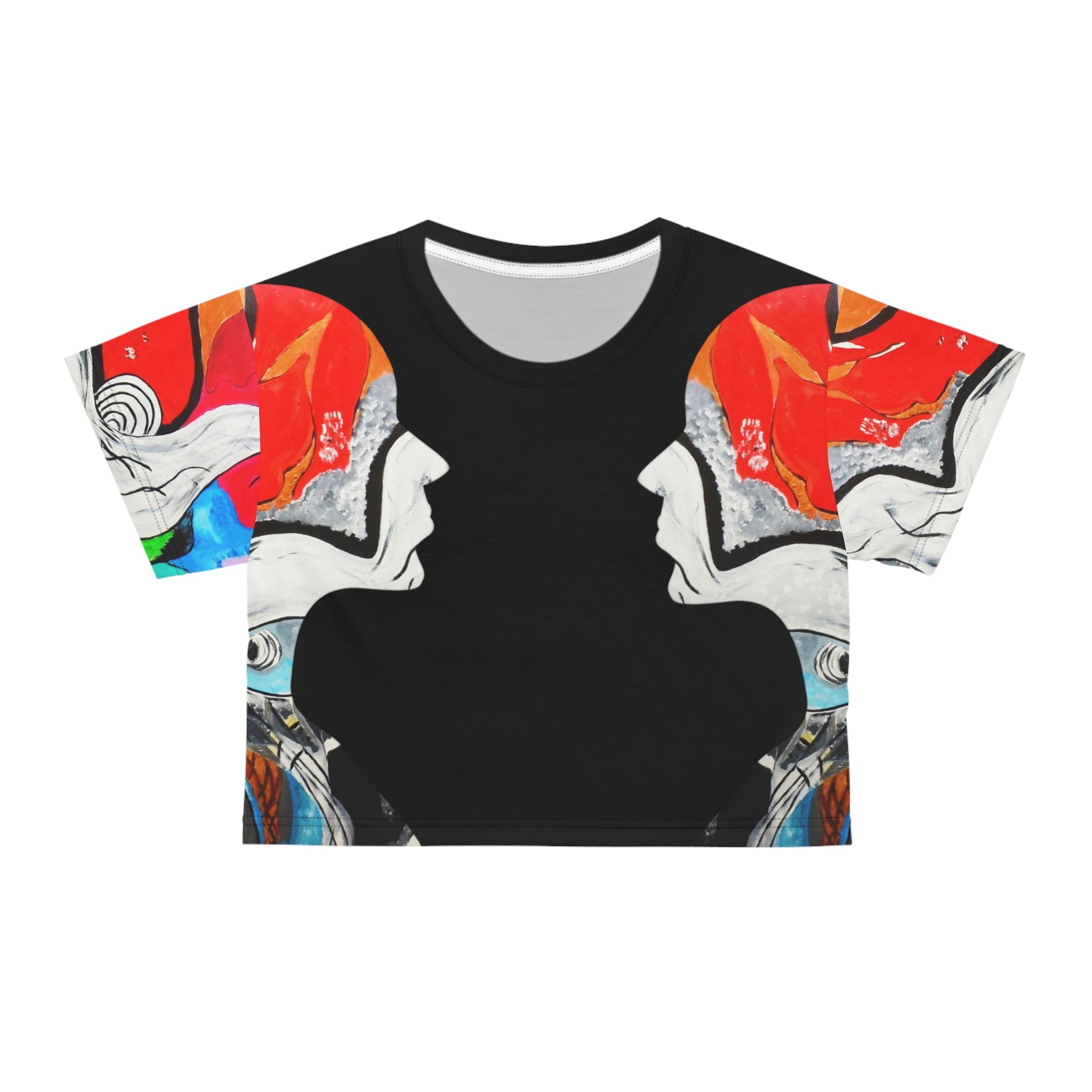 Reflection Crop Tee, Wearable Art, Black, Fashion