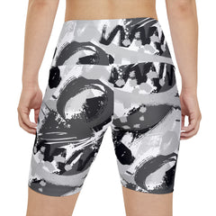 Brushstroke Women's High-Waisted Yoga Shorts, Gymwear, Fitness Apparel, Summer Style, Versatile Exercise Wear
