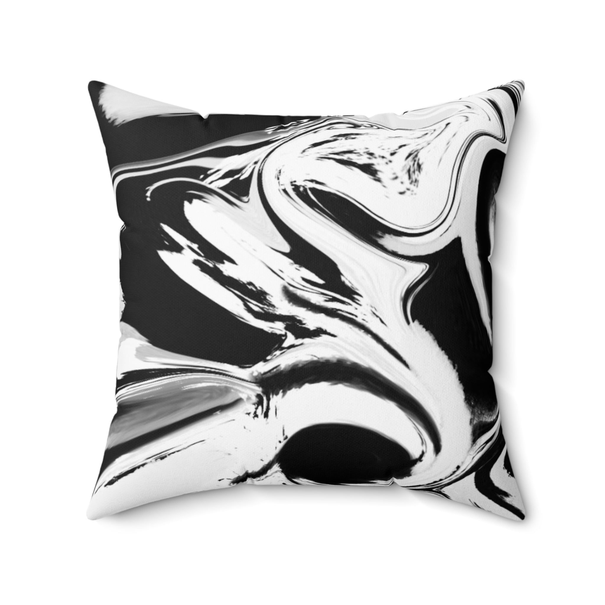 Marbel Spun Polyester Square Pillow, Black & White