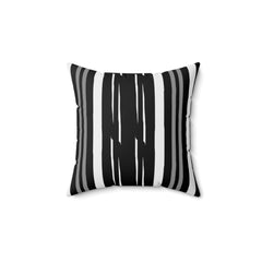 Black and White Stripe Spun Polyester Square Pillow