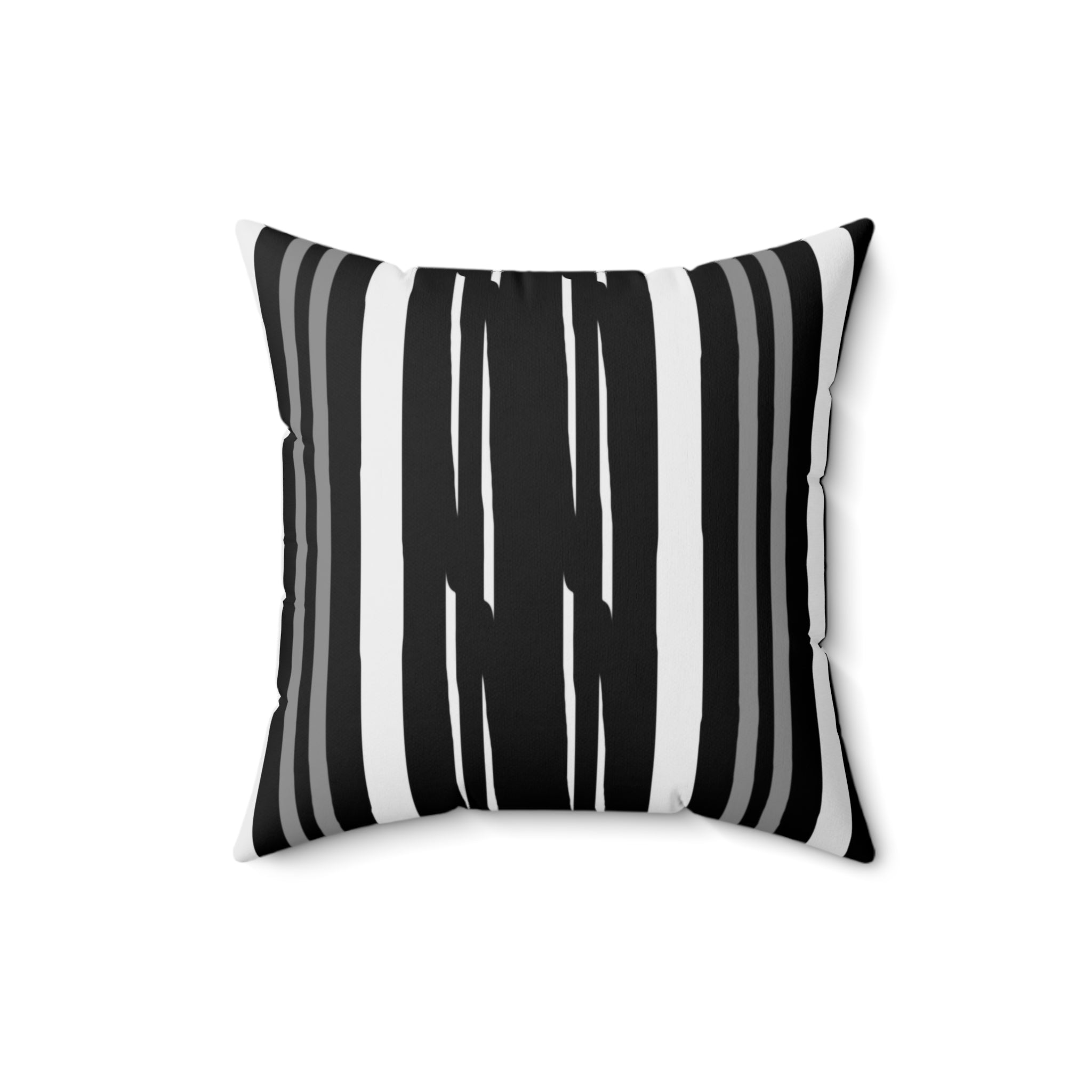 Black and White Stripe Spun Polyester Square Pillow