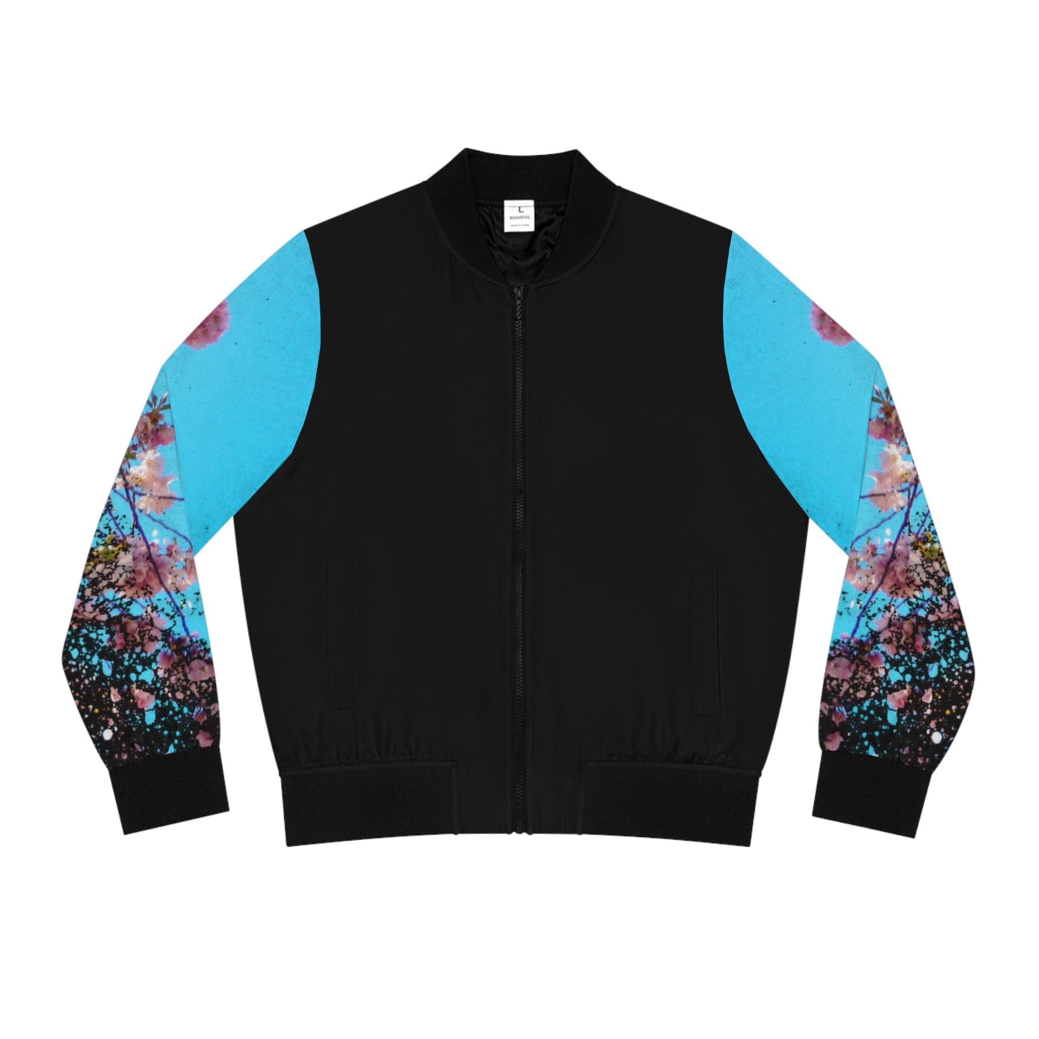 Women's Bomber Jacket (AOP), Floral Sleeve