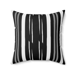 Black and White Stripe Spun Polyester Square Pillow