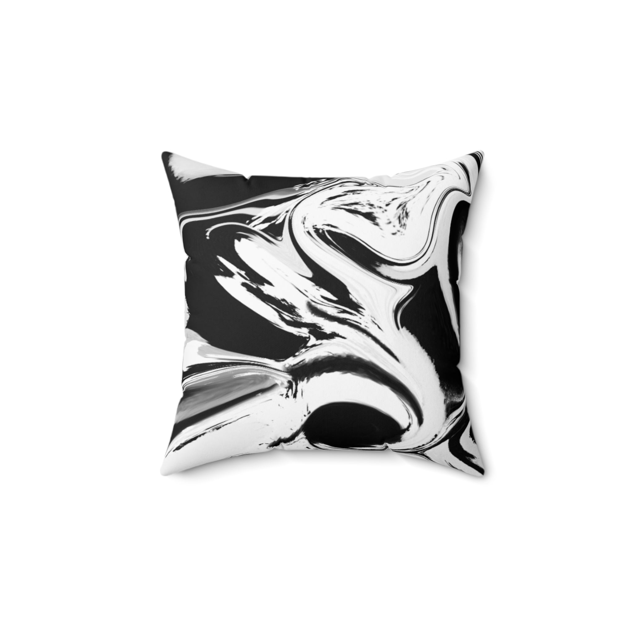 Marbel Spun Polyester Square Pillow, Black & White