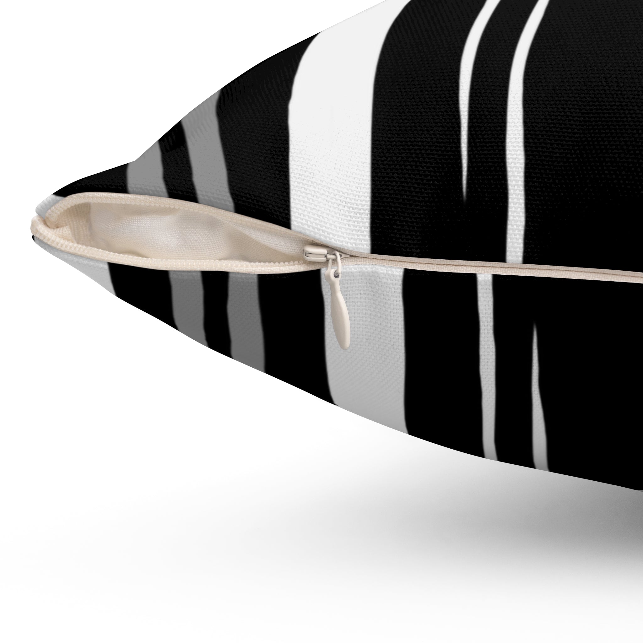 Black and White Stripe Spun Polyester Square Pillow