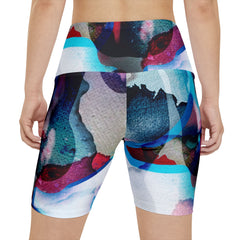 Colored Ink Blot Women's High-Waisted Yoga Shorts, Gymwear, Fitness Apparel, Summer Style, Versatile Exercise Wear