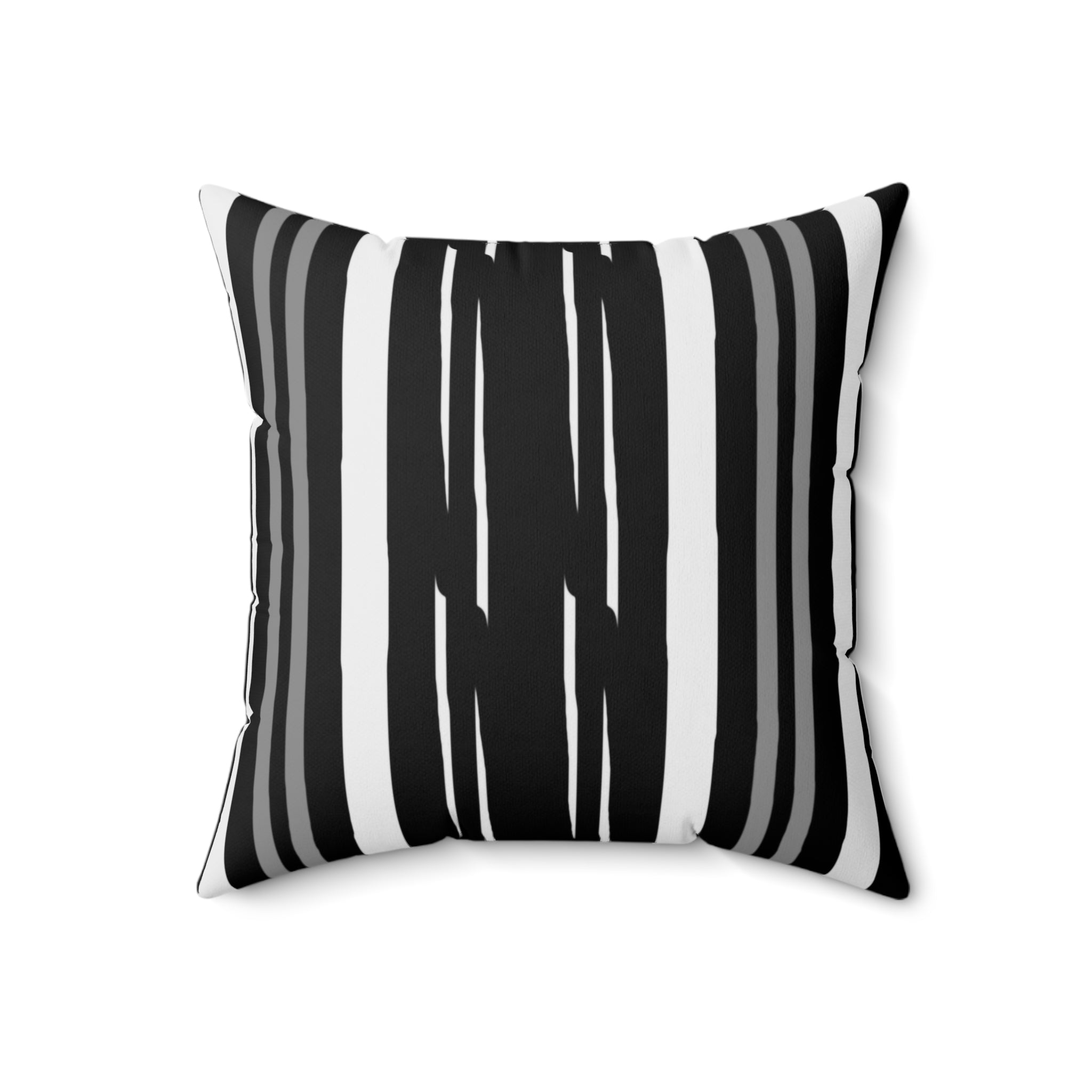 Black and White Stripe Spun Polyester Square Pillow