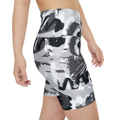 Brushstroke Women's High-Waisted Yoga Shorts, Gymwear, Fitness Apparel, Summer Style, Versatile Exercise Wear