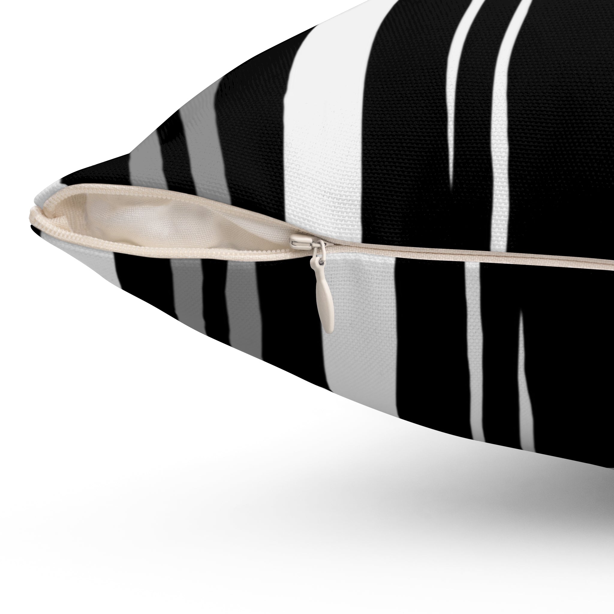 Black and White Stripe Spun Polyester Square Pillow