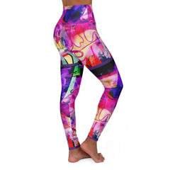 Color Graffiti High-Waisted Yoga Leggings, Fashion, Wearable Art