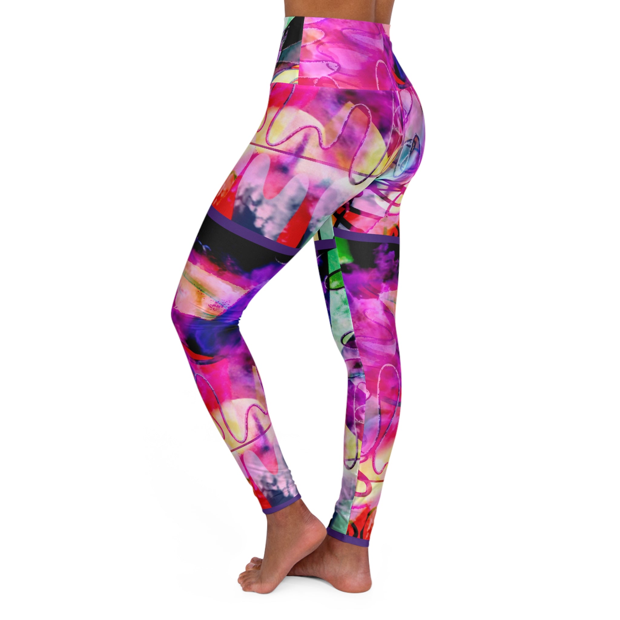 Color Graffiti High-Waisted Yoga Leggings, Fashion, Wearable Art