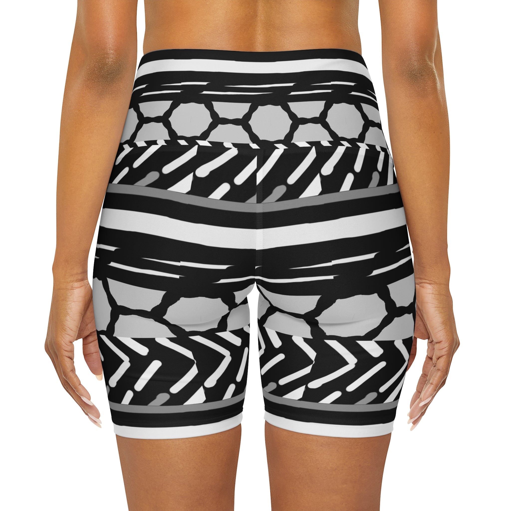 Mixed Pattern High Waisted Yoga Shorts (AOP)