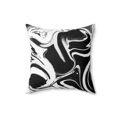 Marbel Spun Polyester Square Pillow, Black & White