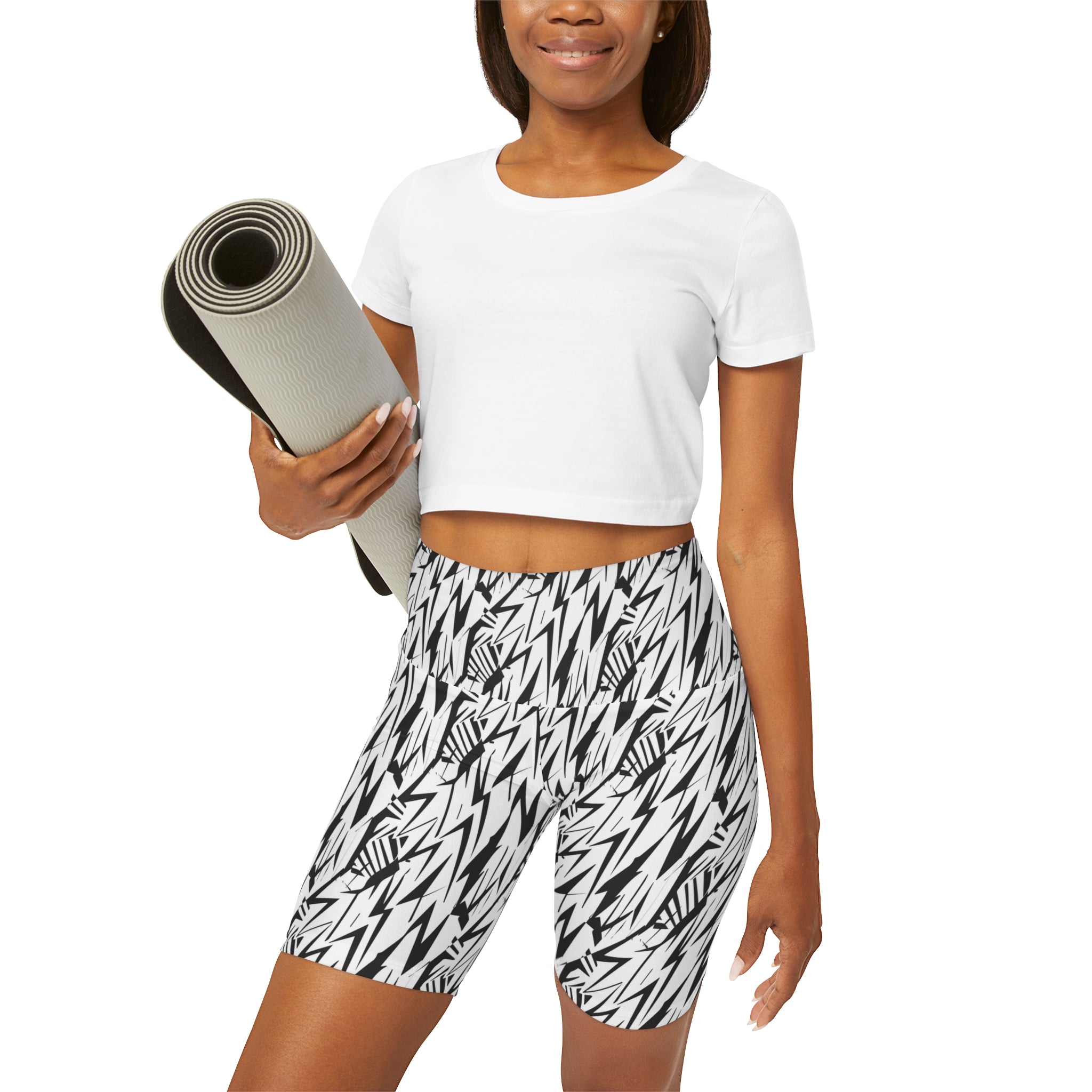 High Waisted Yoga Shorts (AOP)