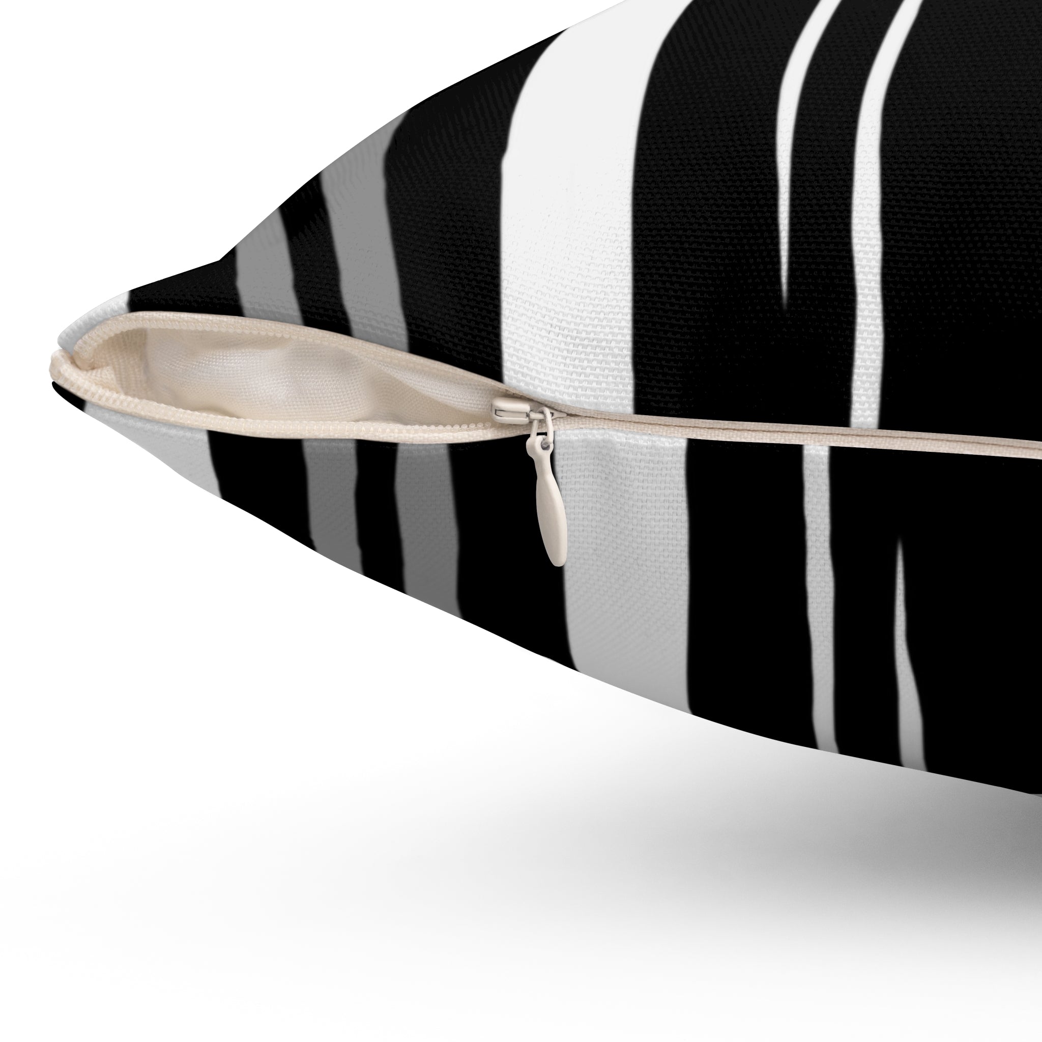 Black and White Stripe Spun Polyester Square Pillow