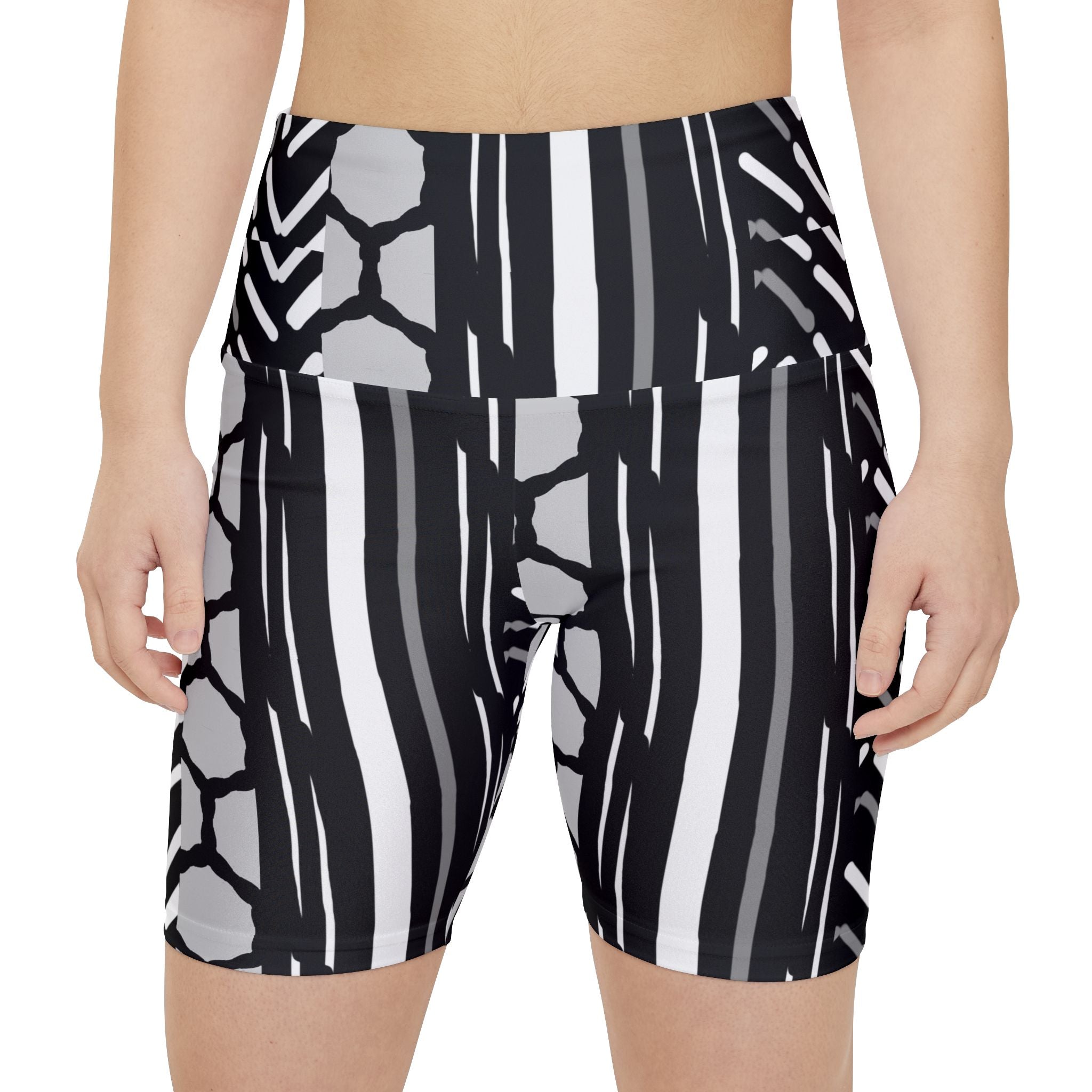 Stylish Women's Workout Shorts with Trendy Stripes, Activewear, Exercise Apparel, Fitness Gear, Yoga Shorts, Sporty Bottoms