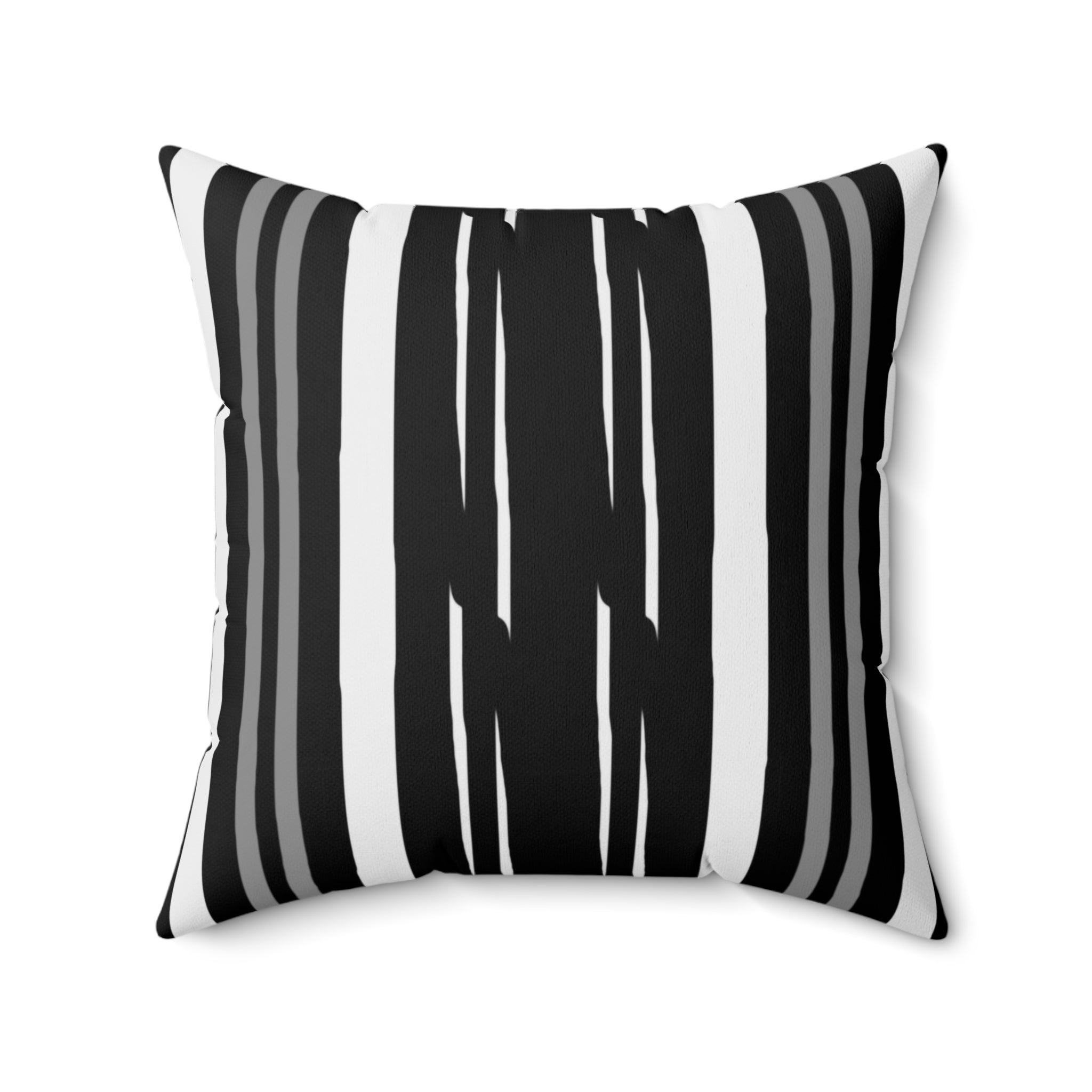 Black and White Stripe Spun Polyester Square Pillow