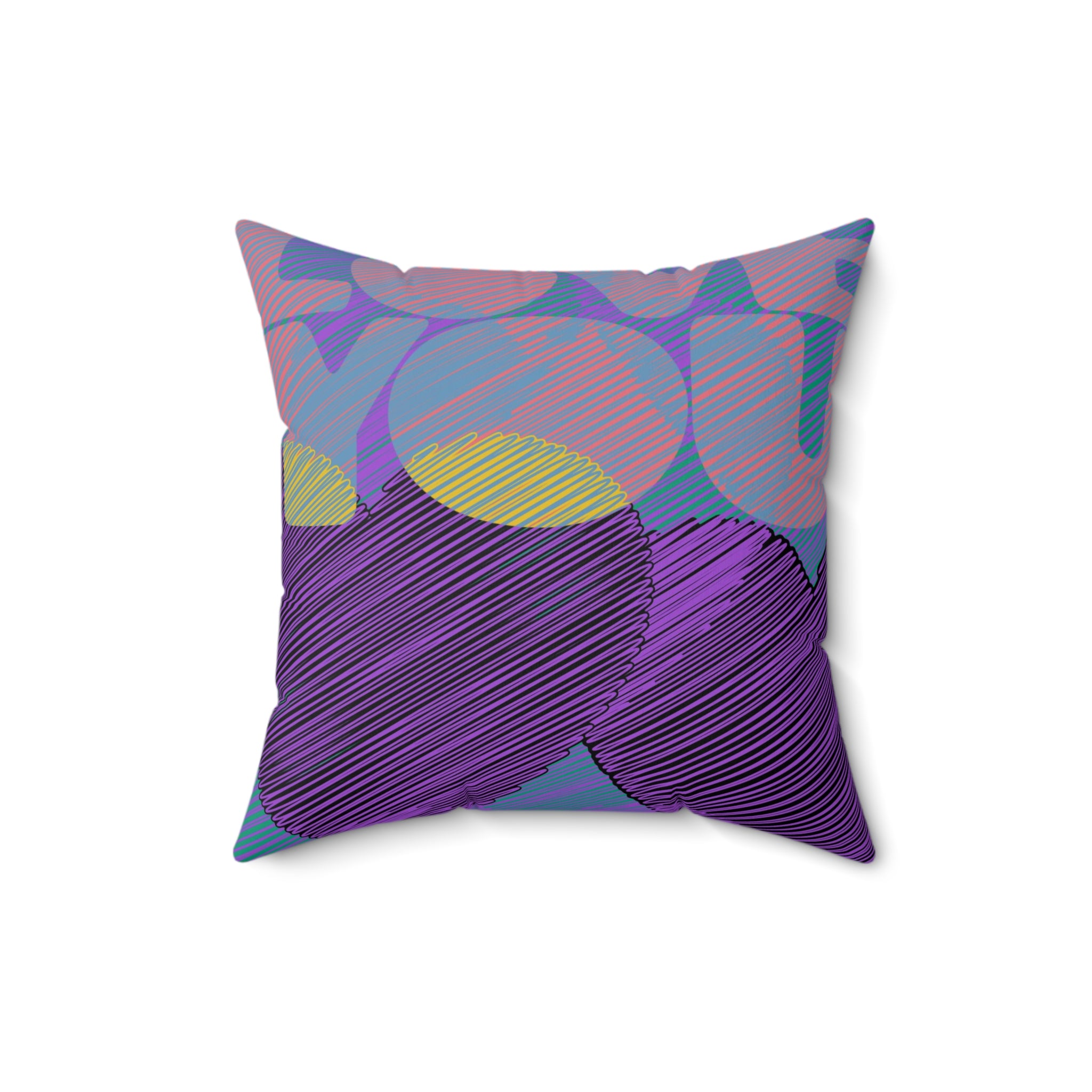 Love You Spun Polyester Square Pillow, Purple