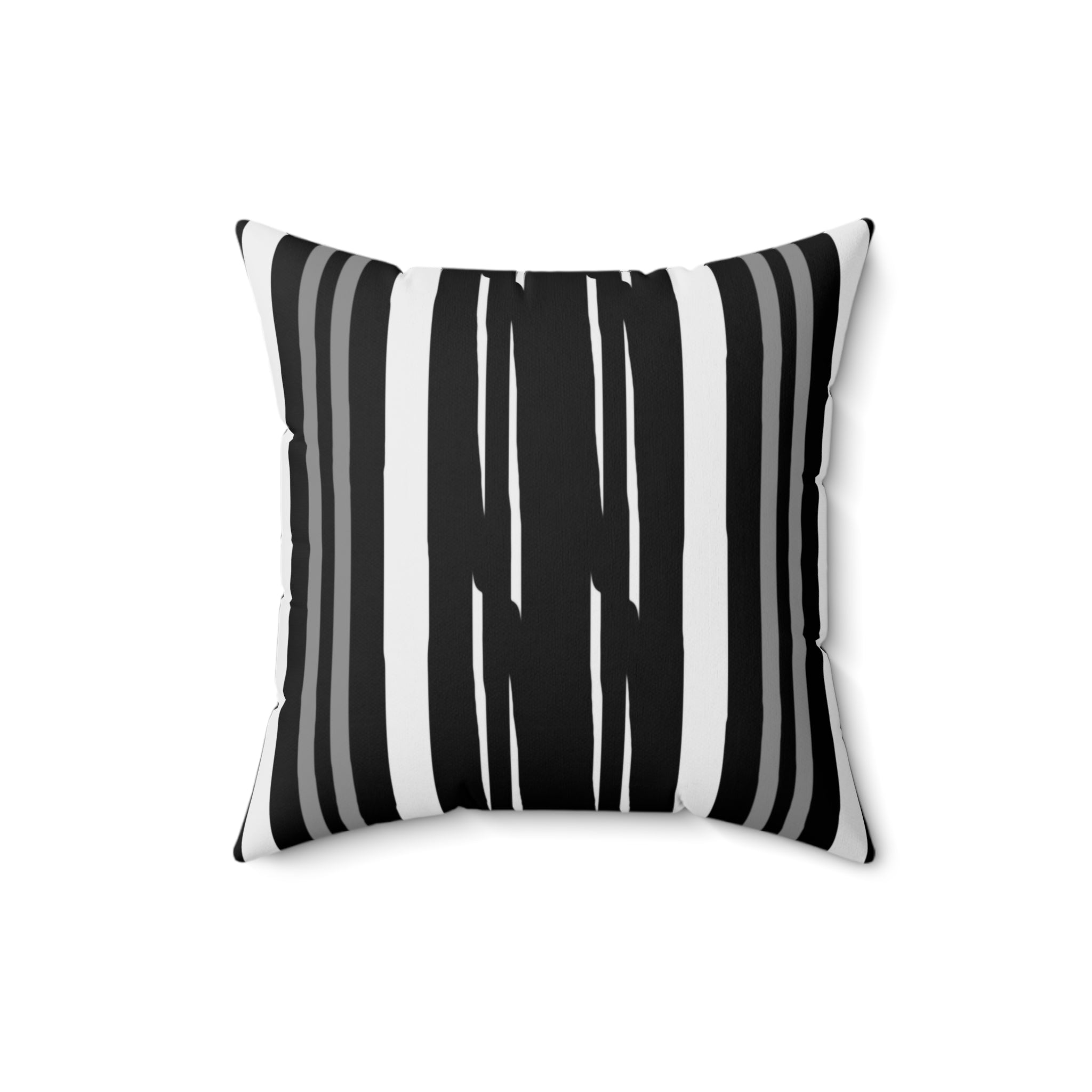 Black and White Stripe Spun Polyester Square Pillow