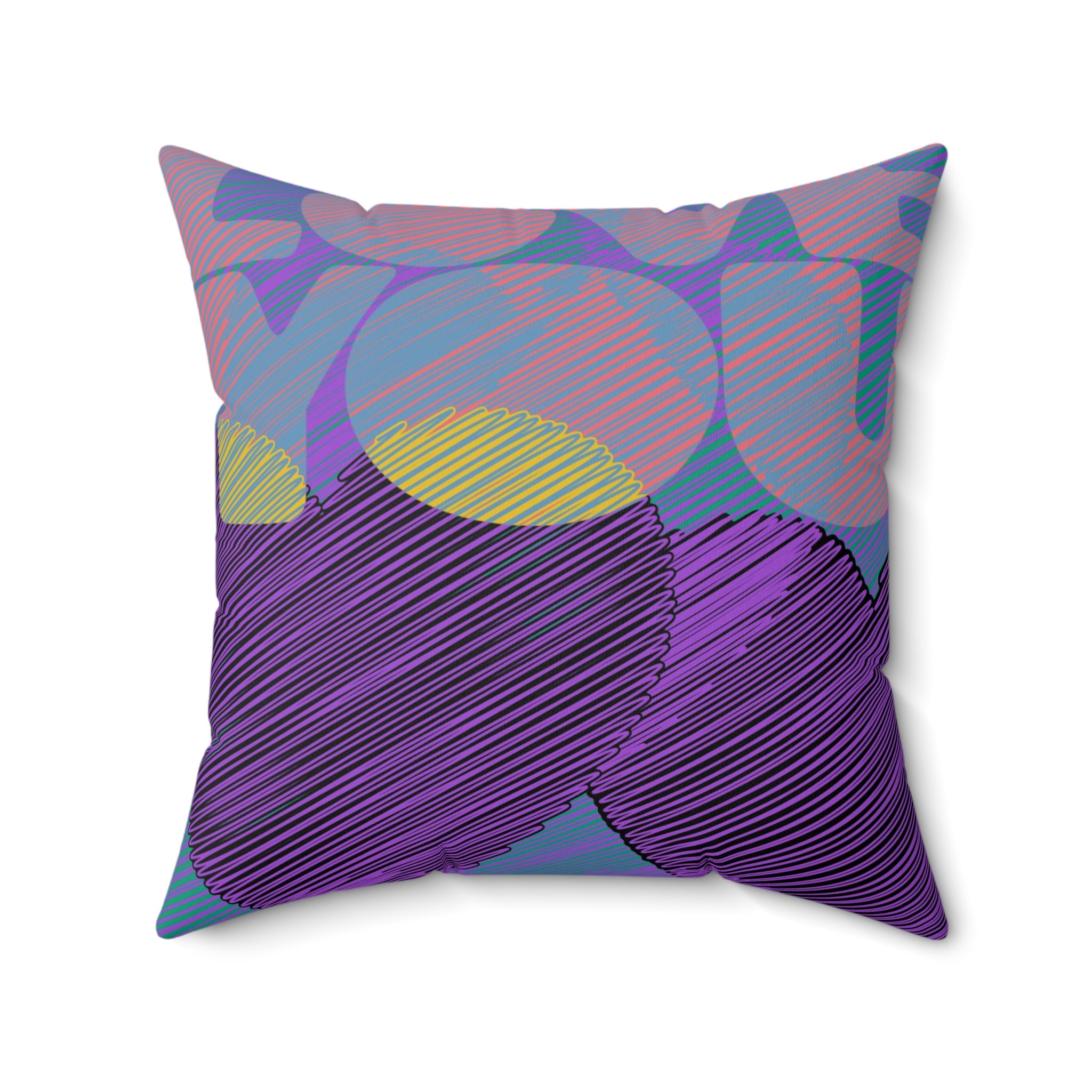 Love You Spun Polyester Square Pillow, Purple