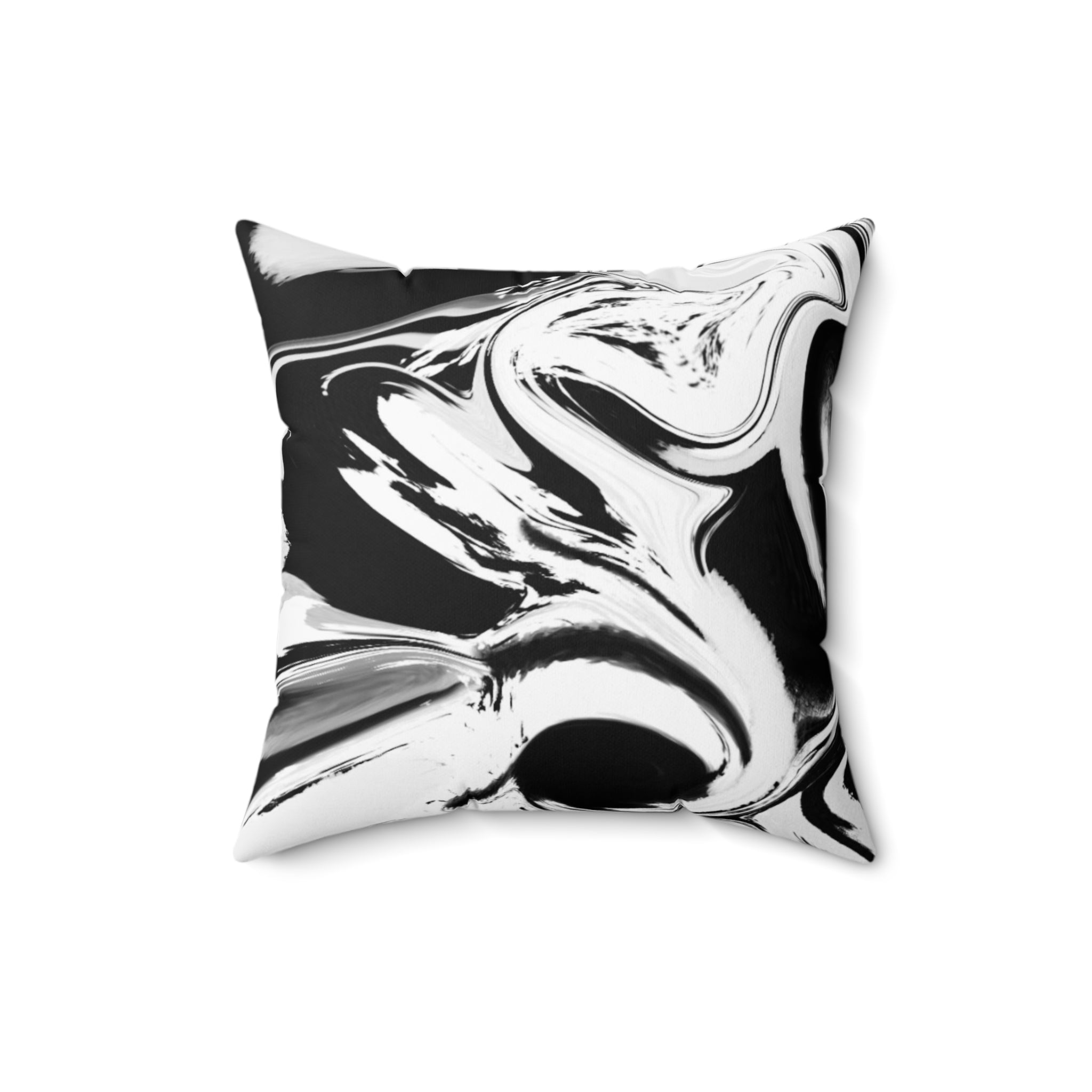 Marbel Spun Polyester Square Pillow, Black & White