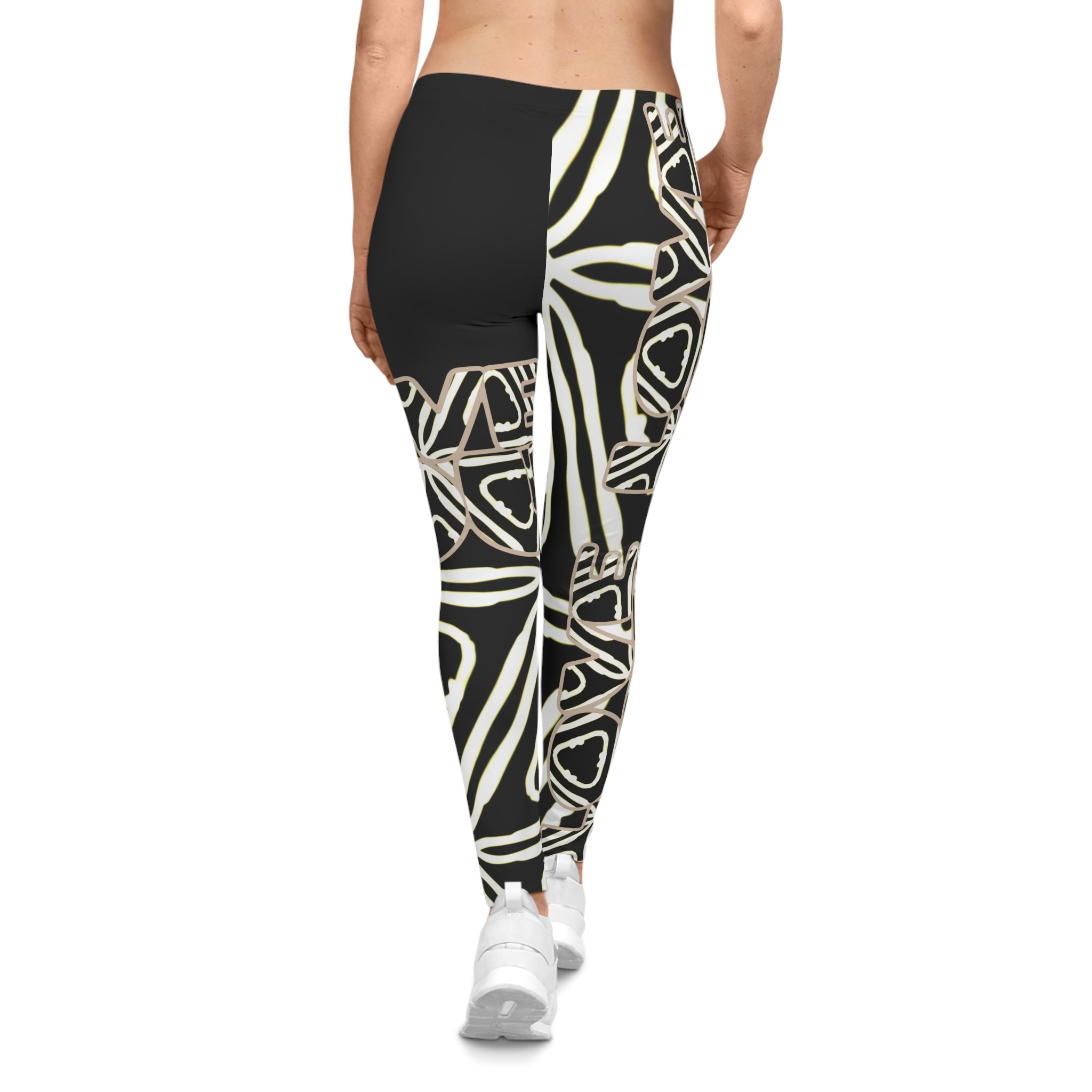 Love You Women's Casual Leggings, Black & White