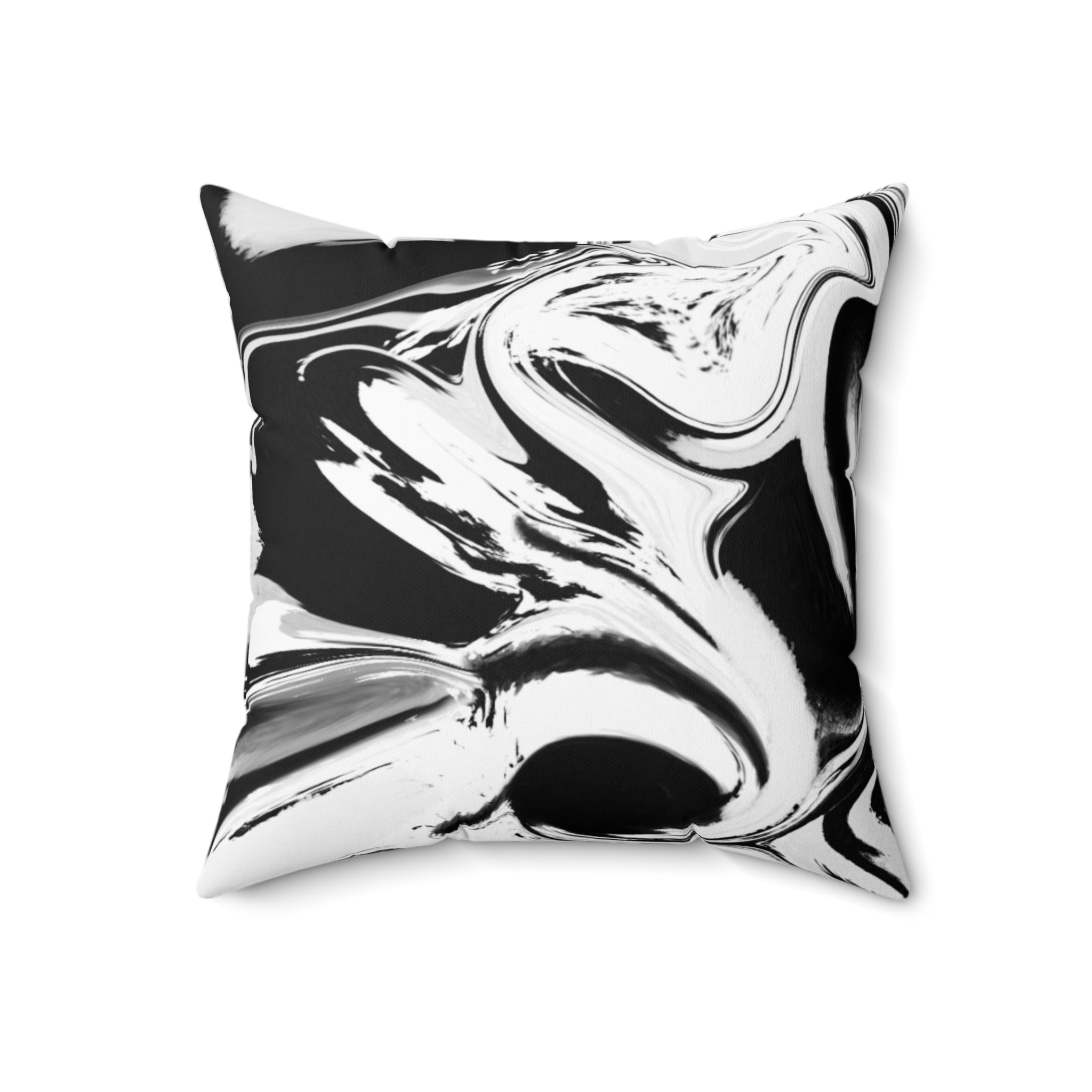 Marbel Spun Polyester Square Pillow, Black & White