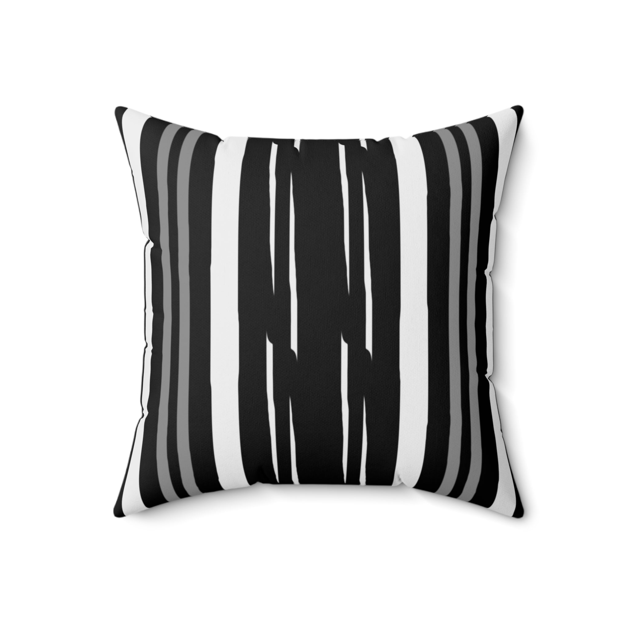 Black and White Stripe Spun Polyester Square Pillow