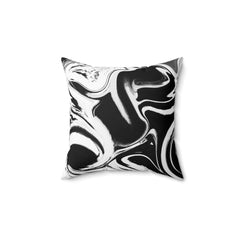 Marbel Spun Polyester Square Pillow, Black & White