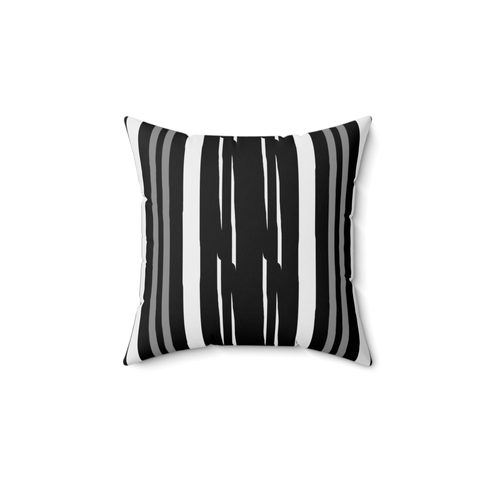 Black and White Stripe Spun Polyester Square Pillow