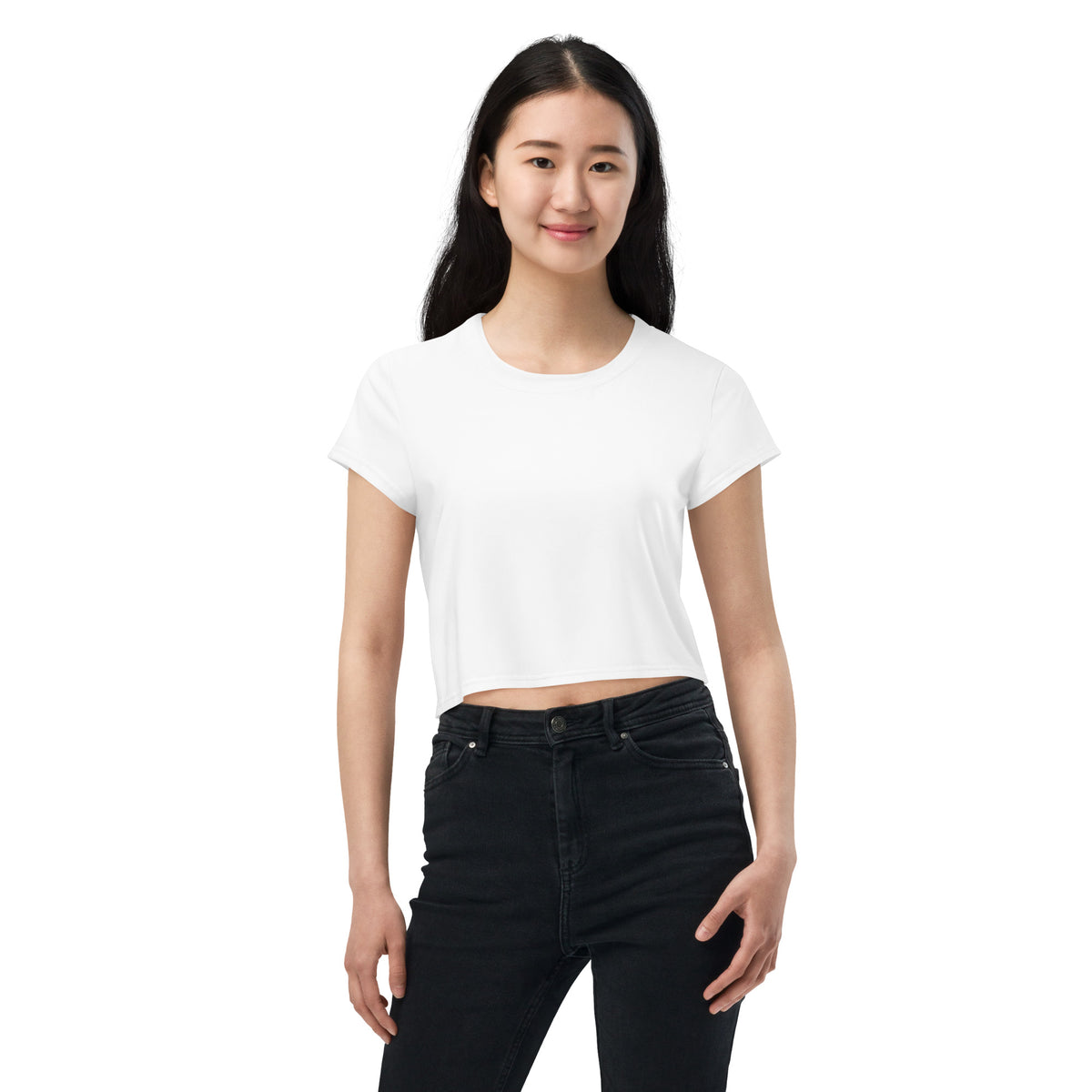 Back2Basics Women's All-Over Print Crop Tee, White