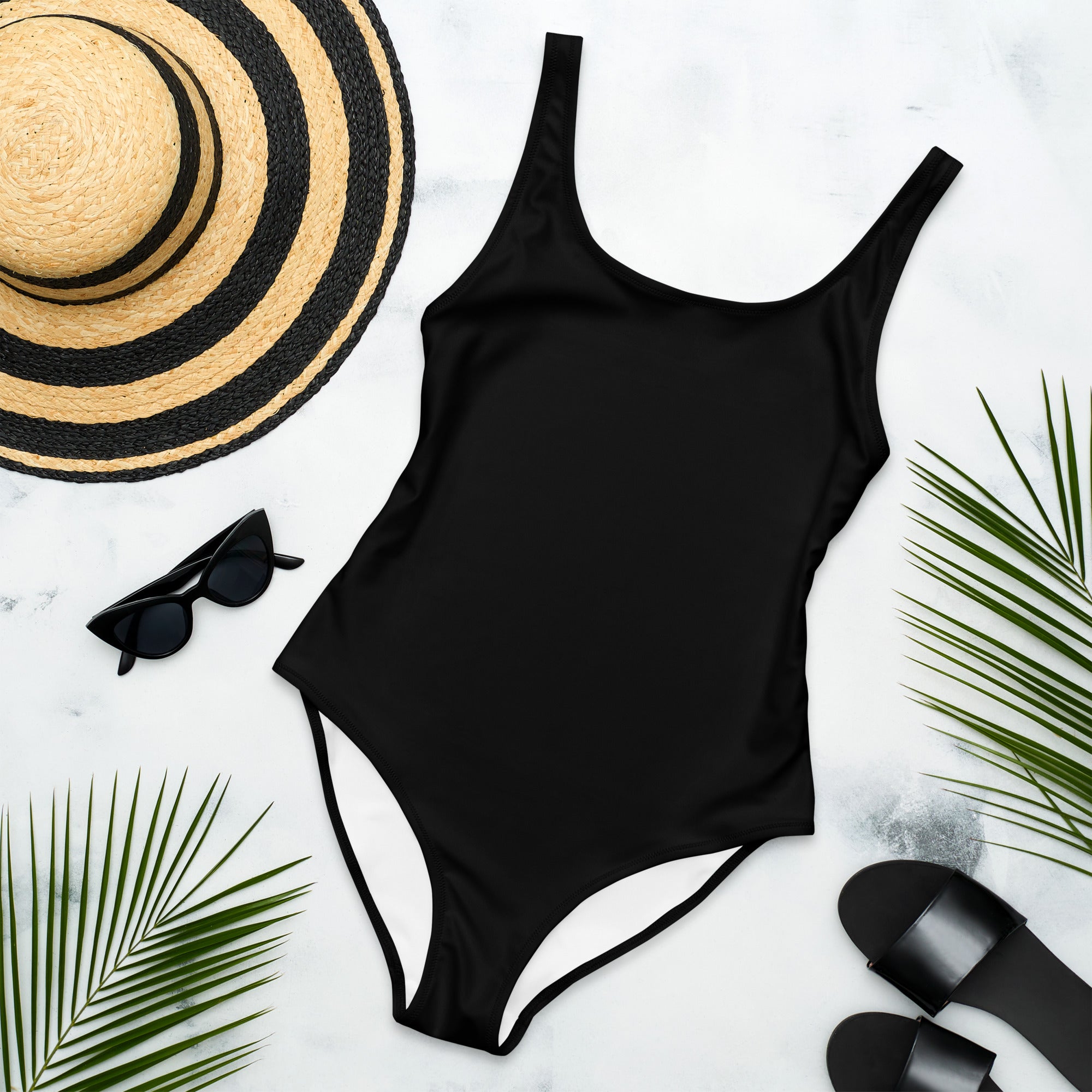 Back2Basics One-Piece Swimsuit, Black, Scoop Neckline and Low Scoop Back