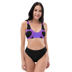 Butterfly High-Waisted Bikini Set, Purple and Black