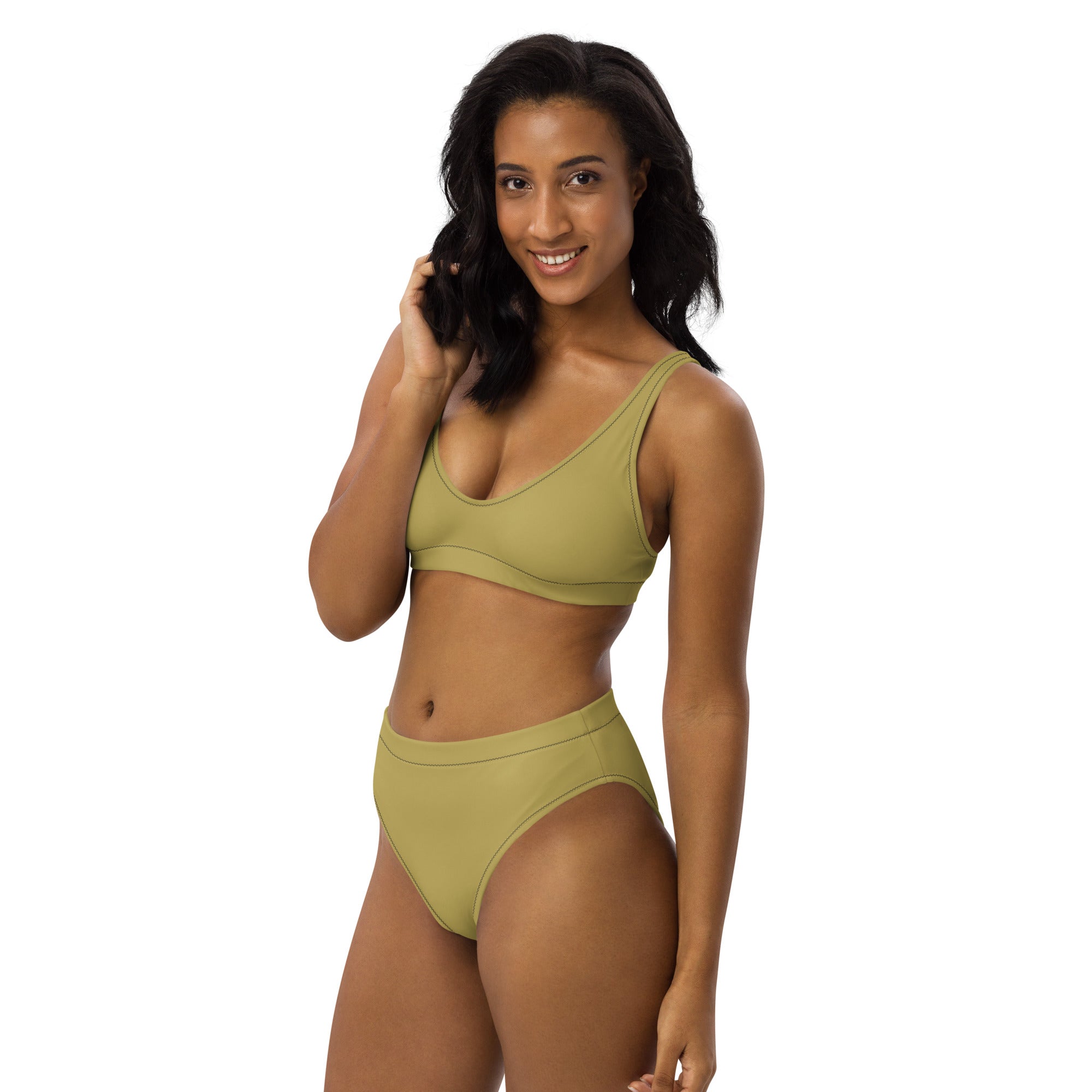 Mustard green high-waisted bikini