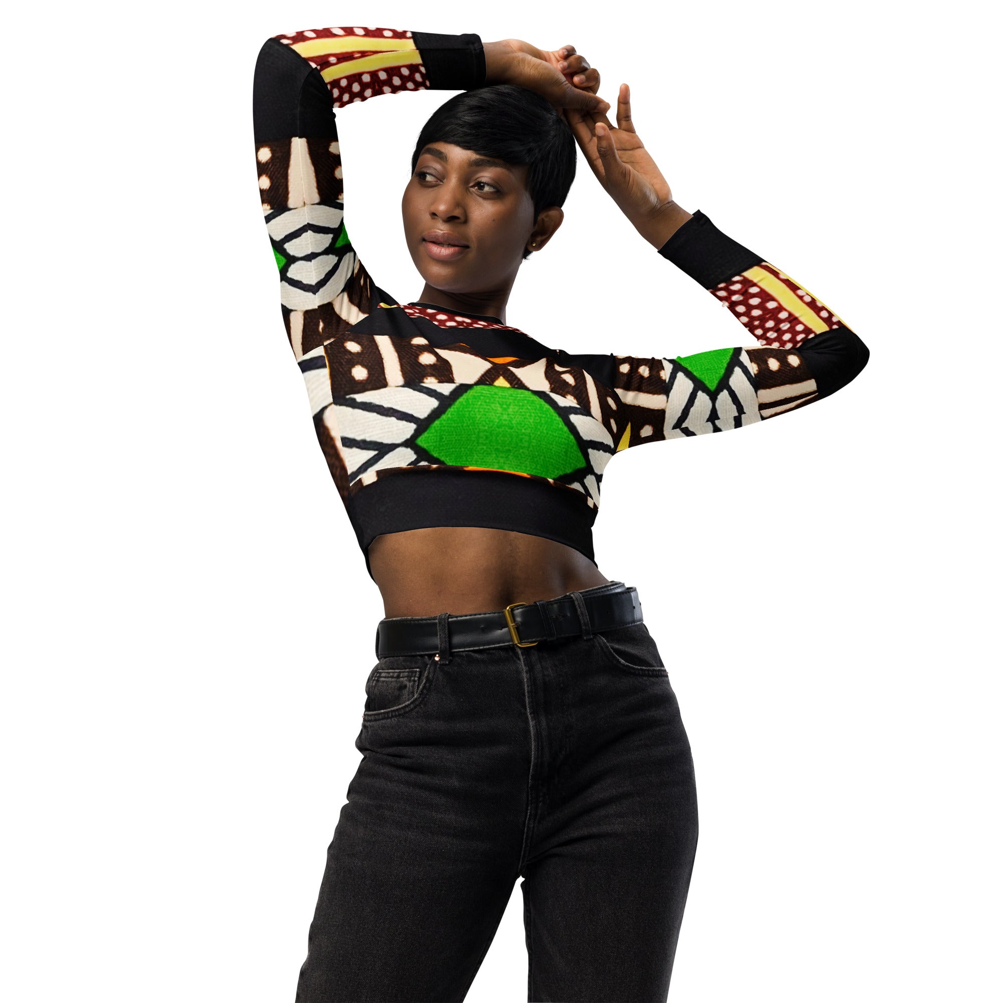 Recycled long-sleeve crop top