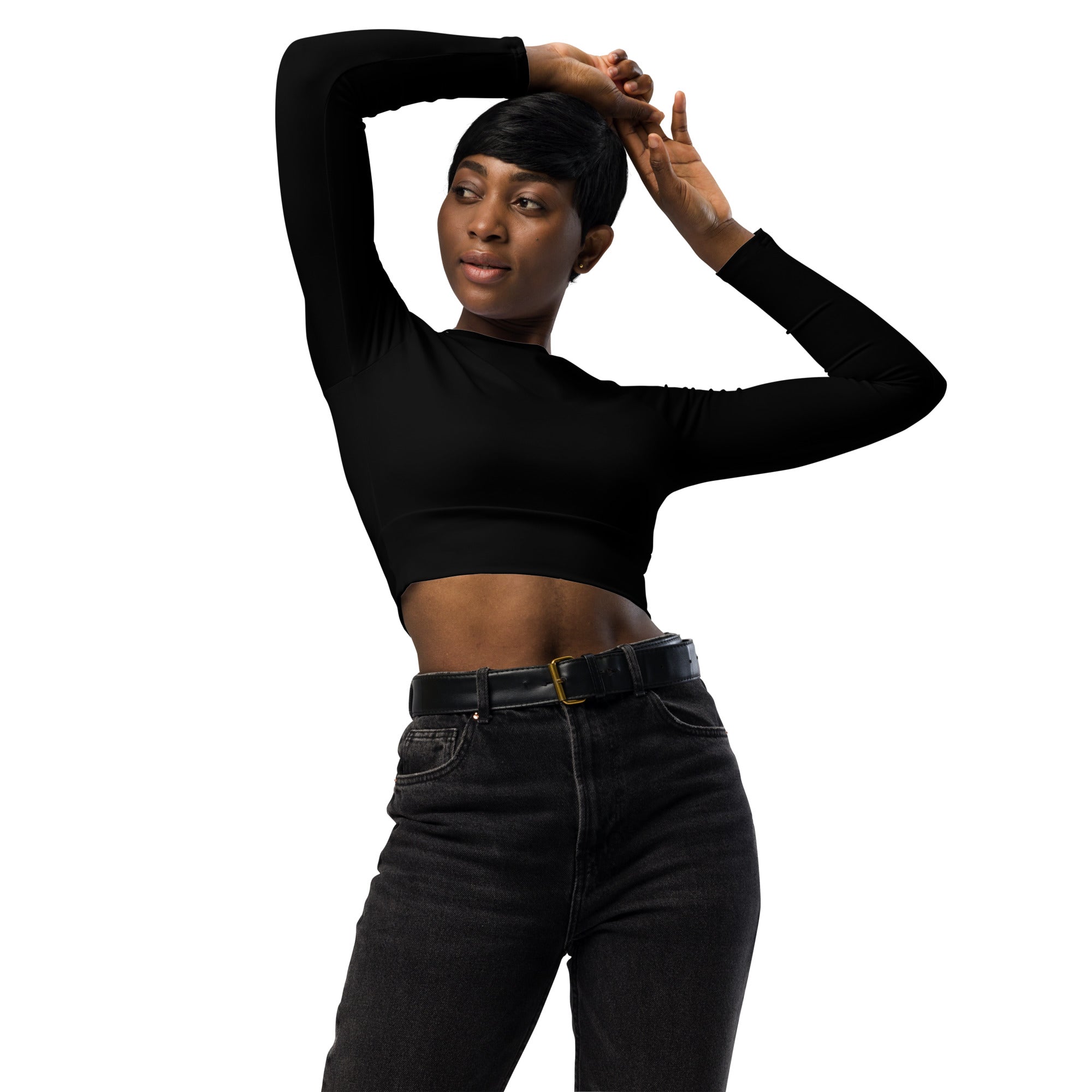 Back2Basics Long-Sleeve Crop Top, Black