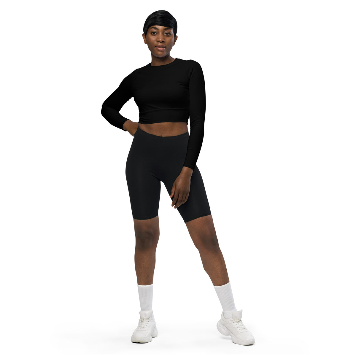 Back2Basics Long-Sleeve Crop Top, Black