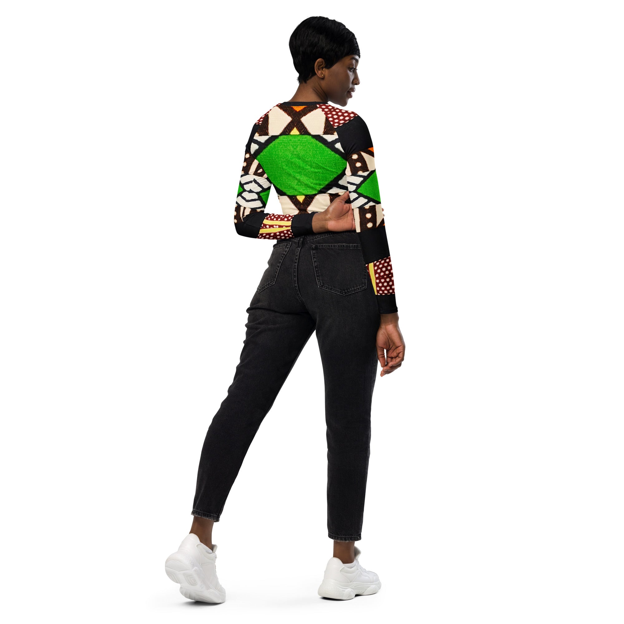 Recycled long-sleeve crop top