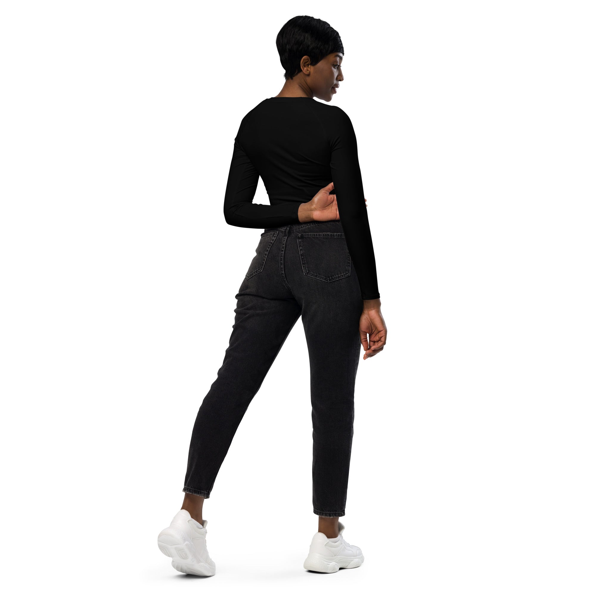 Back2Basics Long-Sleeve Crop Top, Black